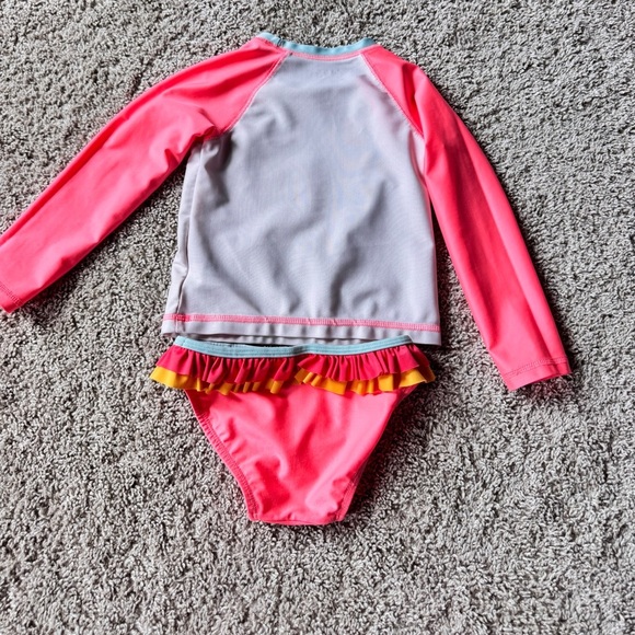 Toddler Girl Rash Guard Swimsuit Set – “Little Ray of Sunshine”  – Size 4T - Picture 10 of 10